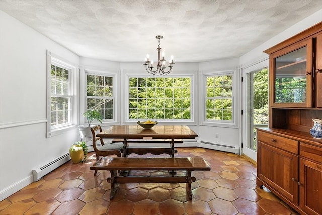 160 Woodland Mead, Hamilton, MA 01982 - sunroom featuring french doors, a chandelier, a textured ceiling, and a baseboard radiator