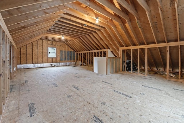 view of unfinished attic