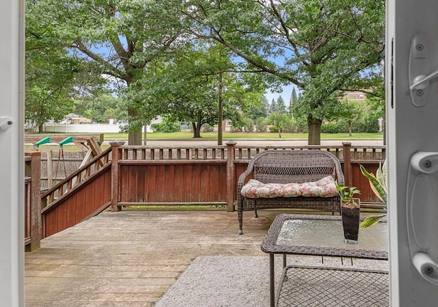 view of patio / terrace with a wooden deck