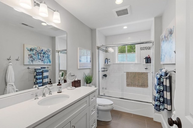 159 Marked Tree Rd, Needham, MA 02492 - full bathroom with toilet, vanity, combined bath / shower with glass door, and recessed lighting