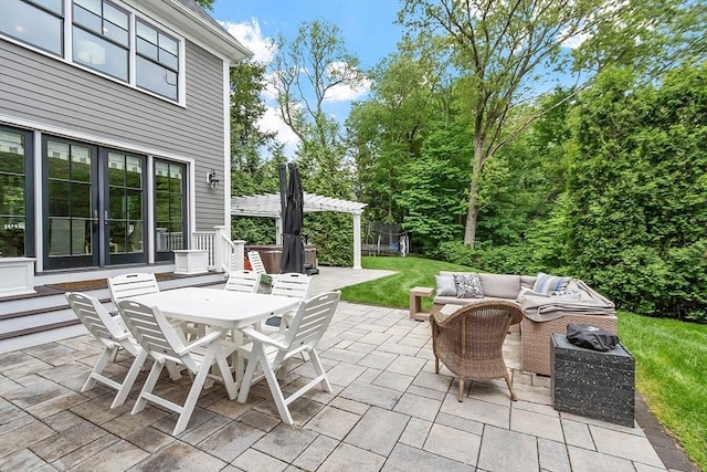 159 Marked Tree Rd, Needham, MA 02492 - view of patio / terrace featuring an outdoor hangout area, a pergola, and outdoor dining space