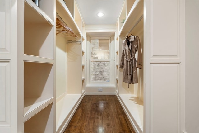 mudroom with dark hardwood / wood-style floors