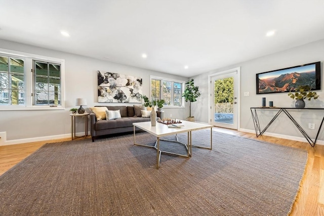 living room with hardwood / wood-style floors