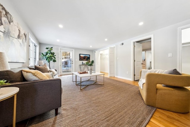 living room featuring light hardwood / wood-style flooring