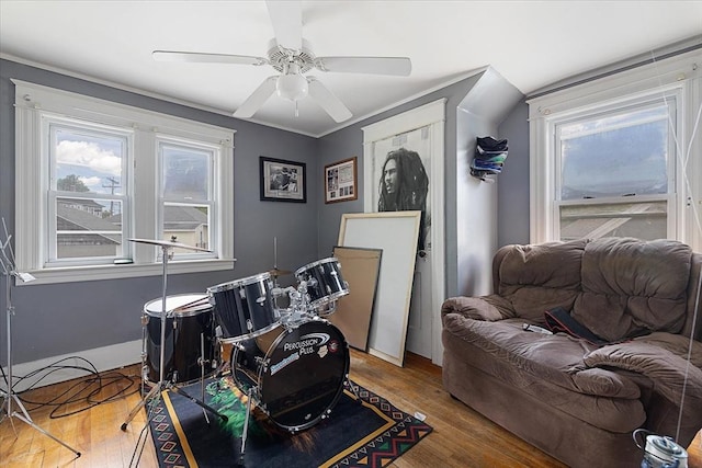 85 Pinehurst Ave, Auburn, MA 01501 - living area with wood finished floors and a ceiling fan