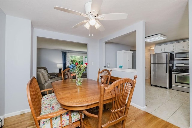 44 Spruce Tree Ln Unit 44, Norton, MA 02766 - dining space with ceiling fan and light wood-style flooring