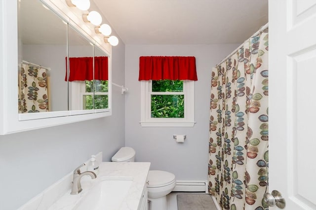 44 Spruce Tree Ln Unit 44, Norton, MA 02766 - bathroom featuring baseboard heating, vanity, and a shower with shower curtain