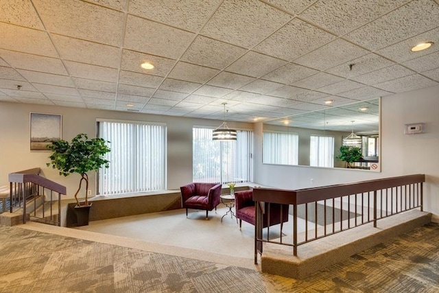 289 Elm St Unit 34B, Medford, MA 02155 - sitting room featuring carpet, recessed lighting, and a paneled ceiling