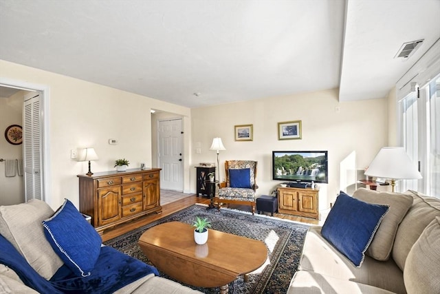 living room with hardwood / wood-style floors