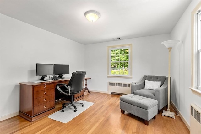 64 Bakers Hill Rd, Weston, MA 02493 - office area featuring radiator, light wood-style floors, and baseboards