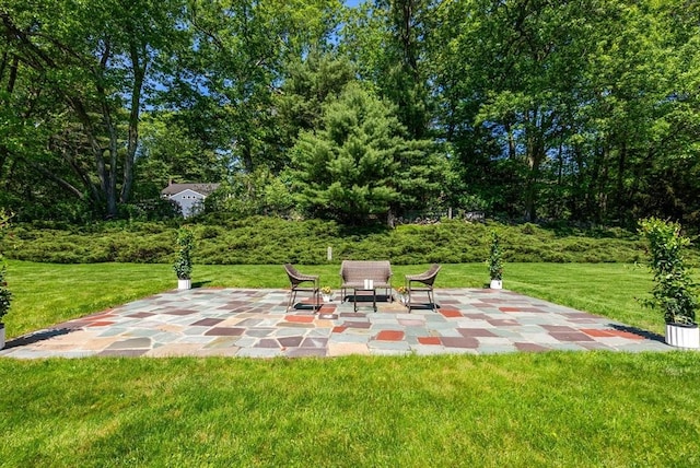 64 Bakers Hill Rd, Weston, MA 02493 - view of green lawn featuring a patio area