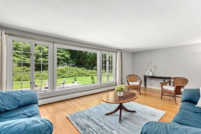 64 Bakers Hill Rd, Weston, MA 02493 - living room featuring baseboard heating and wood finished floors