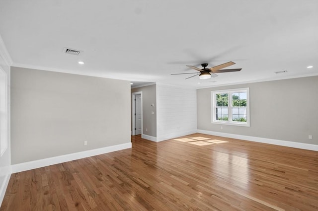 320 Old Westport Rd, Dartmouth, MA 02747 - spare room featuring crown molding, ceiling fan, wood finished floors, and recessed lighting