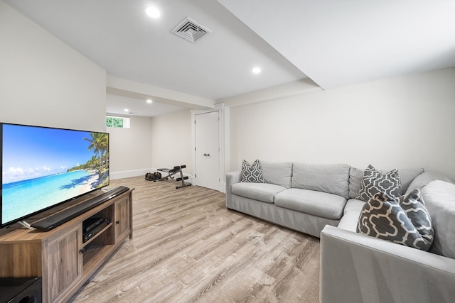 living room featuring light wood-type flooring