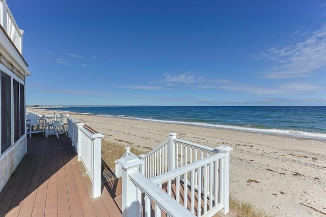 view of water feature featuring a beach view