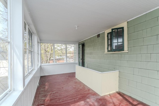 view of unfurnished sunroom