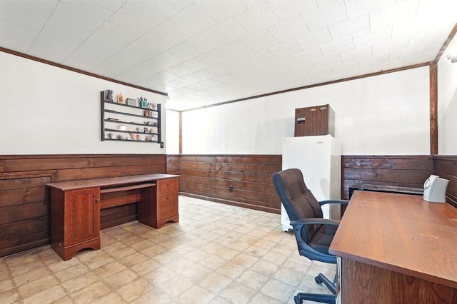 116 Corey Colonial Unit 116, Agawam, MA 01001 - office space featuring light flooring, ornamental molding, wainscoting, and wooden walls