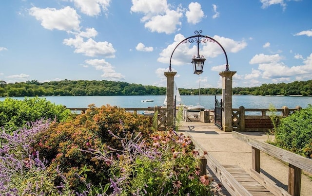 water view with a boat dock