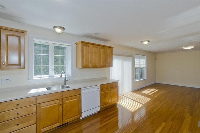 61 Providence Rd Unit 4, Grafton, MA 01519 - kitchen featuring white dishwasher, a sink, plenty of natural light, and dark wood-style flooring