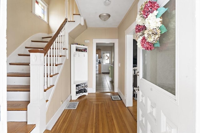 1 Elwood St, Everett, MA 02149 - foyer entrance featuring stairway and wood finished floors
