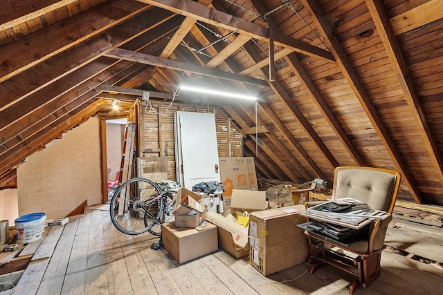 view of unfinished attic