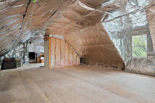 view of unfinished attic