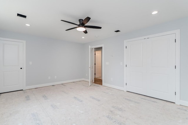 116 Homestead Ave, Springfield, MA 01151 - unfurnished bedroom featuring recessed lighting, ceiling fan, and a closet