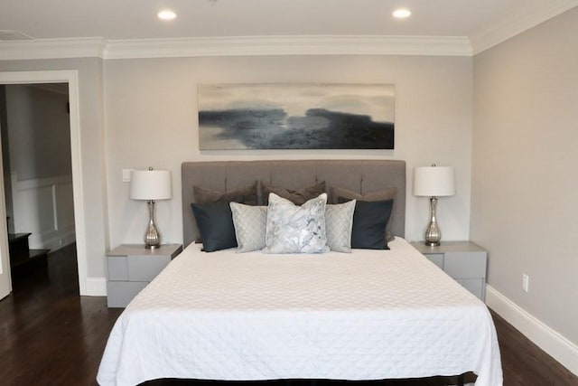26 Dalby St, Newton, MA 02458 - bedroom with wood finished floors, ornamental molding, and recessed lighting