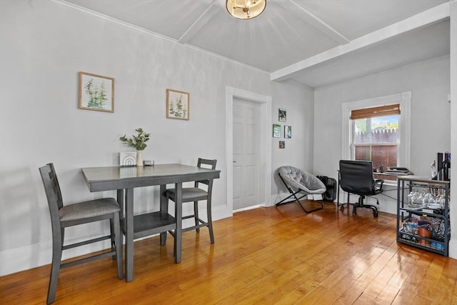 10 Atkins Ave, Lynn, MA 01904 - dining room featuring light wood finished floors, baseboards, and beam ceiling