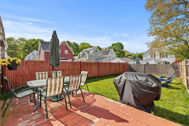 10 Atkins Ave, Lynn, MA 01904 - wooden terrace with outdoor dining space, a residential view, and grilling area