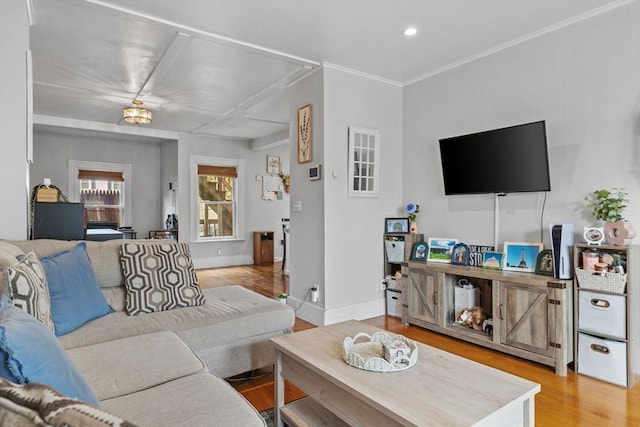 10 Atkins Ave, Lynn, MA 01904 - living room featuring wood finished floors, recessed lighting, and baseboards