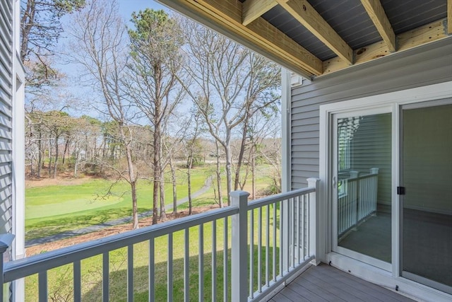balcony featuring view of golf course
