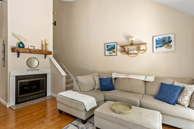 living room featuring light hardwood / wood-style floors