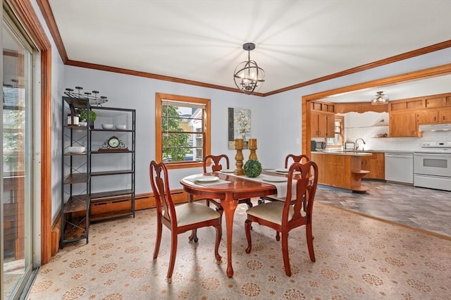 58 Spring St, Wakefield, MA 01880 - dining area with a chandelier and ornamental molding