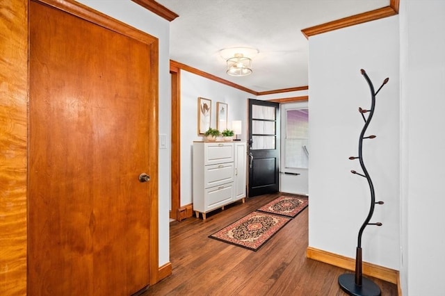 58 Spring St, Wakefield, MA 01880 - foyer entrance with ornamental molding, wood finished floors, and baseboards