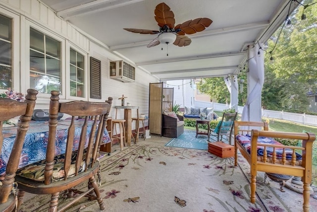 7 Mount Dustin Ave, Haverhill, MA 01832 - sunroom with healthy amount of natural light, an AC wall unit, and beamed ceiling