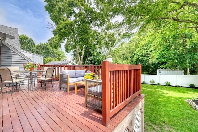 215 Curve, Dedham, MA 02026 - wooden terrace featuring an outdoor hangout area and outdoor dining area