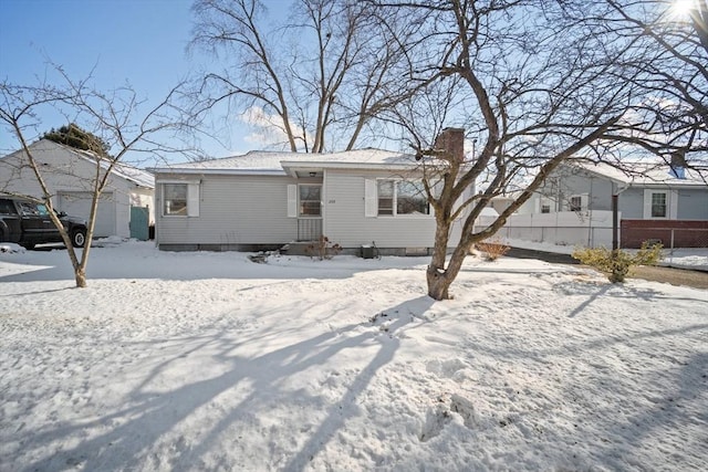 view of snow covered property