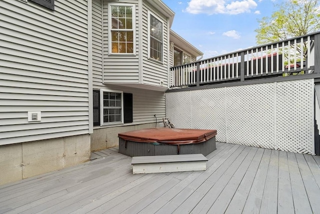 2 Pinebrook Ln, Worcester, MA 01609 - wooden deck featuring a covered hot tub