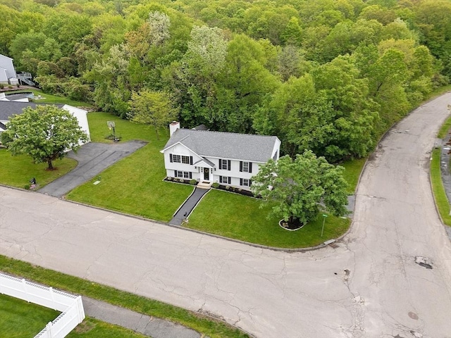 2 Pinebrook Ln, Worcester, MA 01609 - aerial view of property and surrounding area with a heavily wooded area