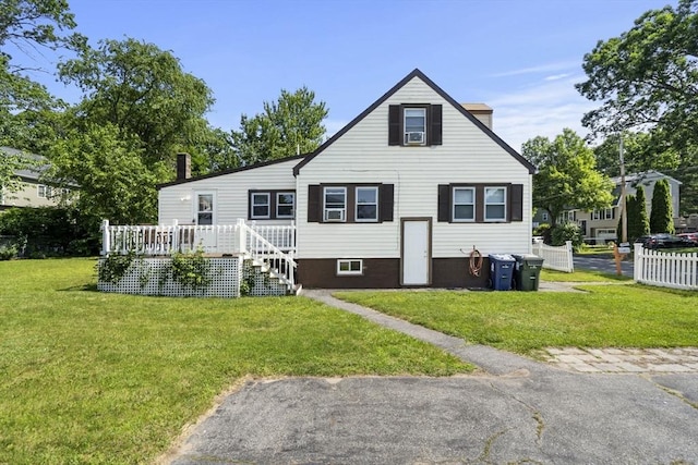 20 King St, Wilmington, MA 01887 - back of property featuring a lawn, a wooden deck, and stairway