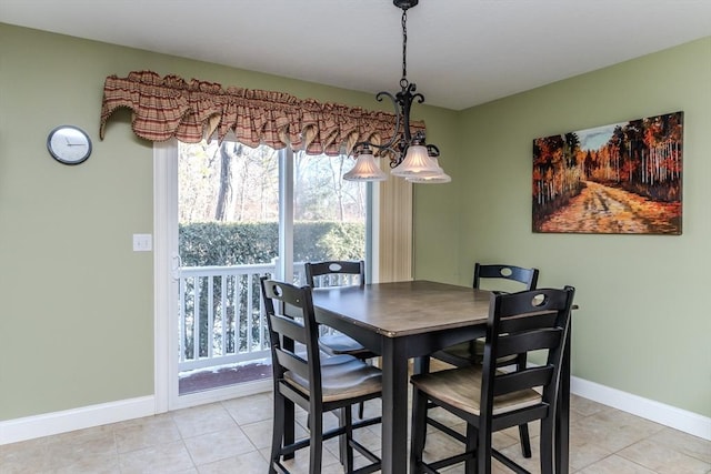 dining room with light tile patterned floors