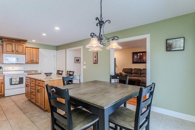 view of tiled dining space