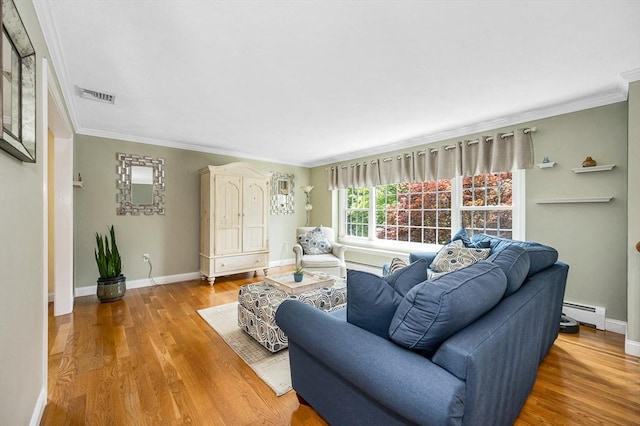 10 Shea Cir, Burlington, MA 01803 - living area with baseboard heating, ornamental molding, and wood finished floors