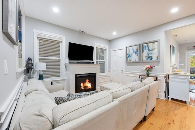 living room featuring light hardwood / wood-style flooring