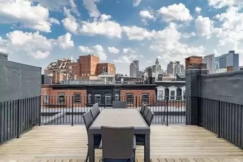 deck with a skyline view