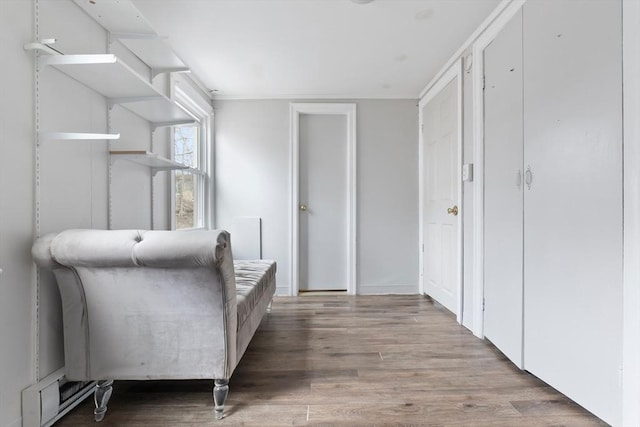 living area with wood finished floors