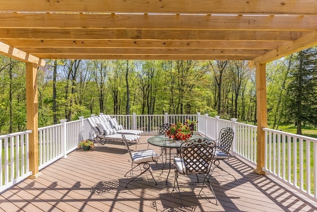 wooden terrace featuring a pergola