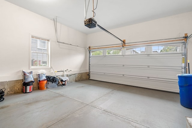 garage with a garage door opener