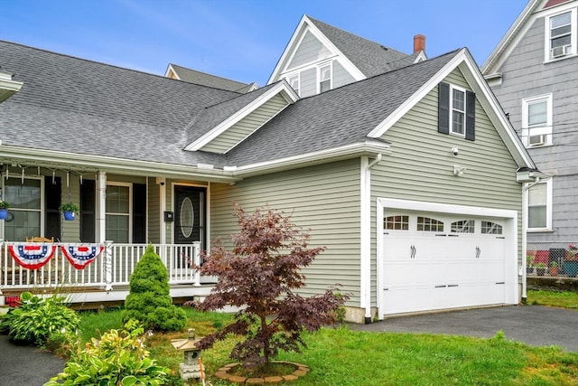 view of front of home featuring a garage and covered porch